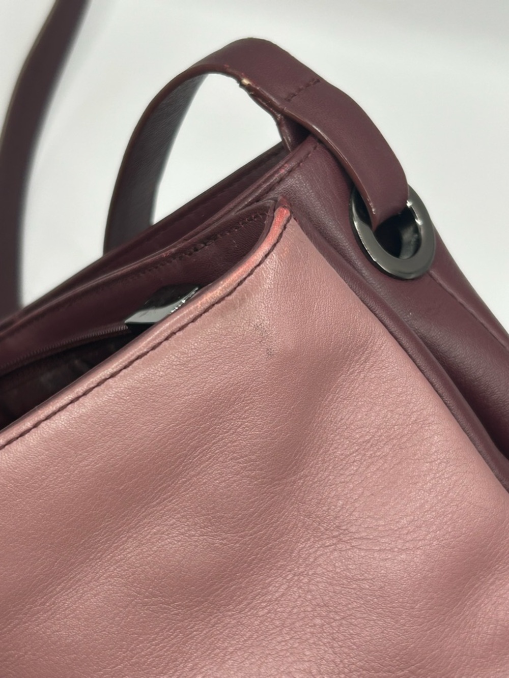 Furla Colorblock Leather Shoulder Bag in Mauve, Burgundy & Cream - Picture 9 of 9